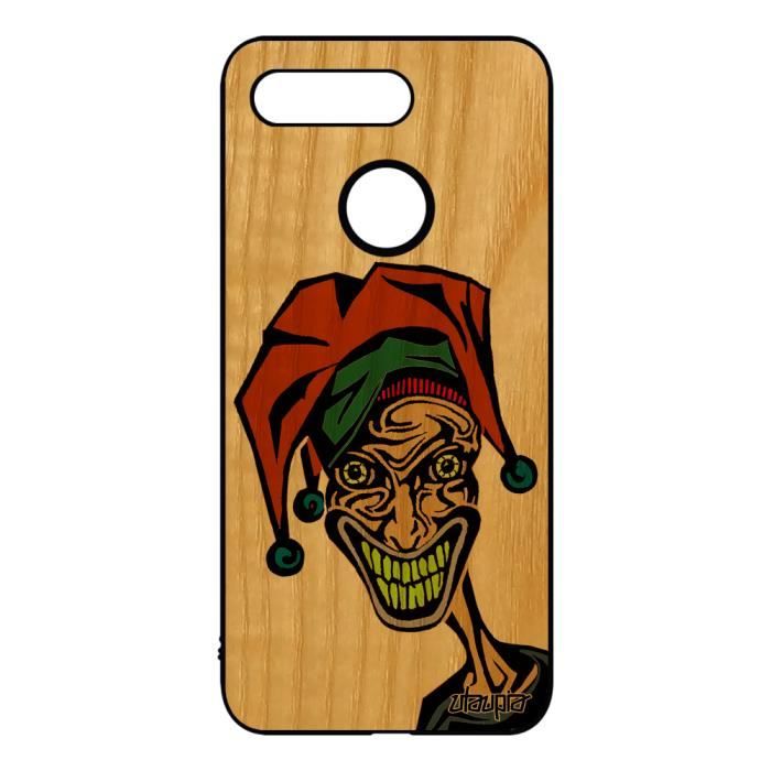 Coque bois silicone Joker pour Honor View 20-V20 TPU bd drole smile dessin orange telephone clown case cartoon horreur smartphone de