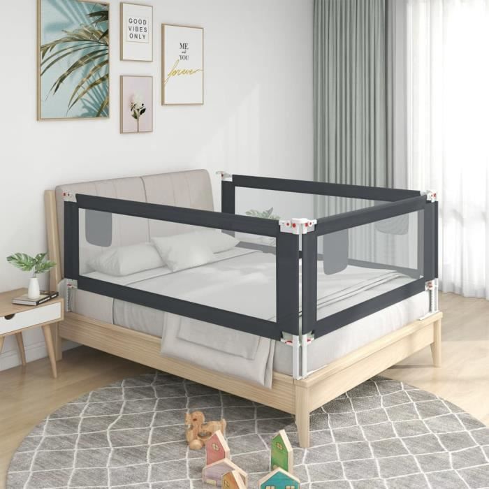 RUU - Barrière de sécurité de lit d'enfant Gris foncé 100x25 cm Tissu