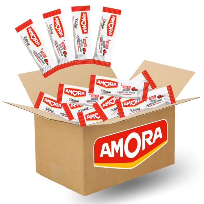 AMORA - 100 sticks de sauce Ketchup - dose individuelle 10 ml