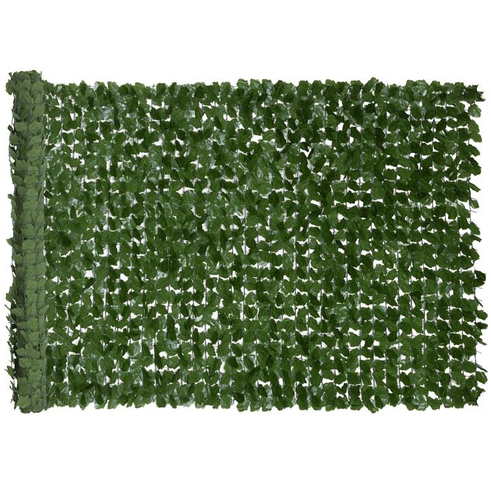 Haie Artificiel Outsunny Brise-Vue décoration Rouleau 3L x 15H m Feuillage réaliste Anti-UV Vert foncé