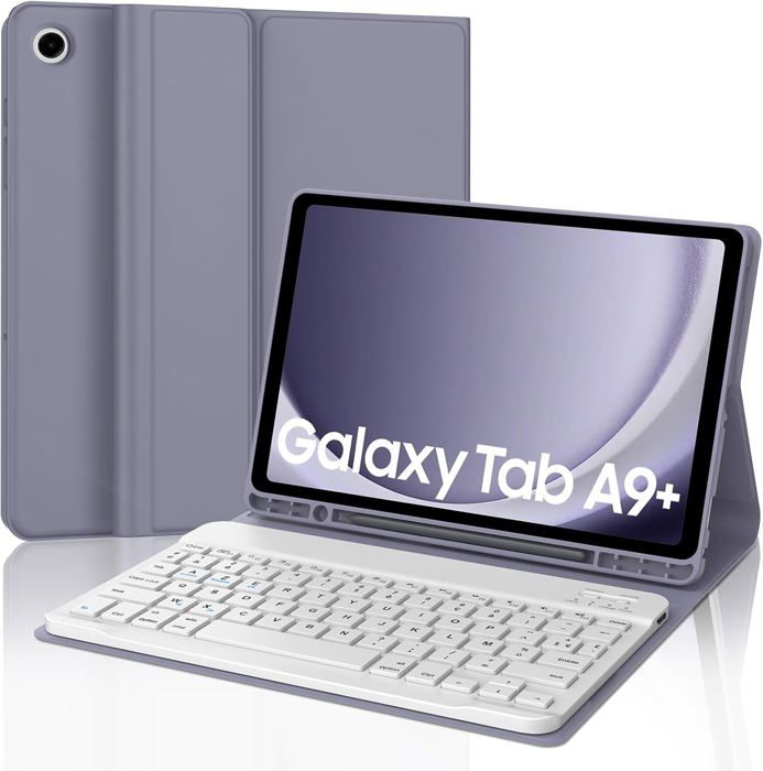 Coque Clavier pour Samsung Galaxy Tab A9+/Tab A9 Plus 2023 11 AZERTY Français Clavier Bluetooth Détachable pour Samsung Tab A9