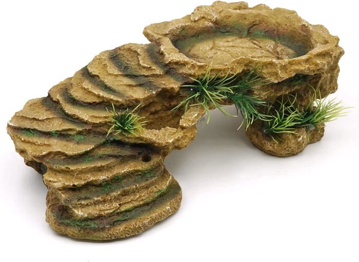 Meilleurs prix pour Plateforme pour tortues plate-forme pour reptiles terrarium en imitation de roche cachette en résine décoration pour grenouille