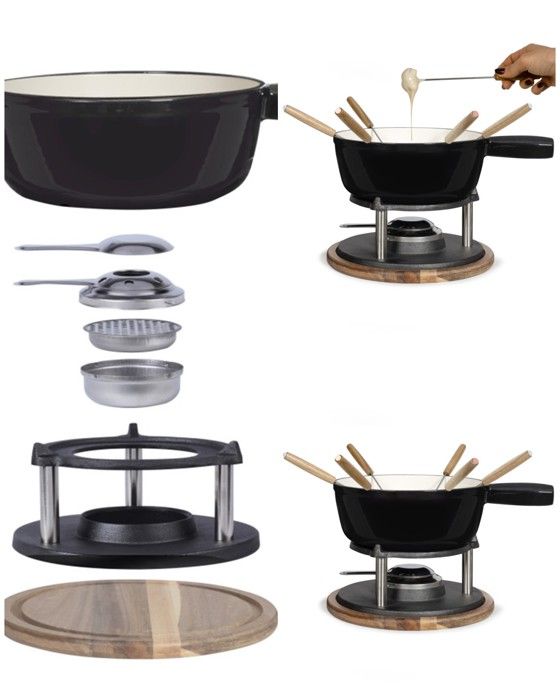 Appareil à fondue électrique Noir avec bol en céramique de 26L Support en acier inoxydable avec plaque chauffante en aluminium