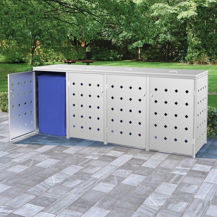 vidaXL Abri de Poubelle Quadruple sur Roulettes Abri de Jardin Cache Poubelle Extérieur Résistant aux Intempéries 240 145382 - vue 2
