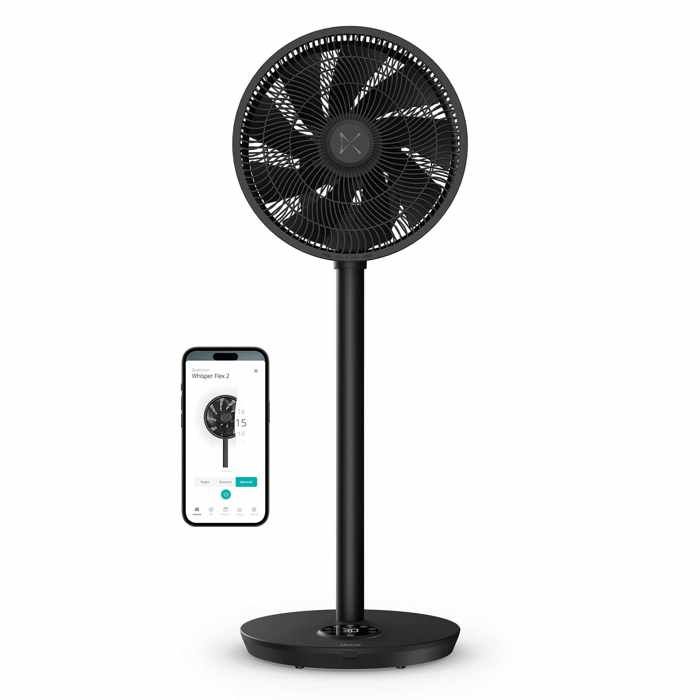 Duux Whisper Flex 2 – Ventilateur intelligent 13 dB mode nuit minuterie 2W éco 54–92 cm app & télécommande – Noir - Duux