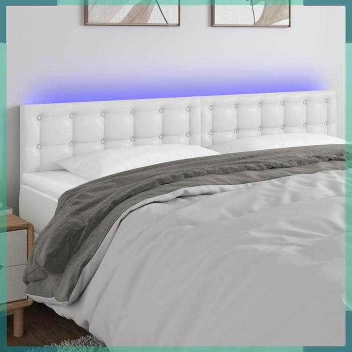 Tête De Lit Avec LED, Blanc, Similicuir, 180x5x78/88 Cm - Neuve Sous Emballage