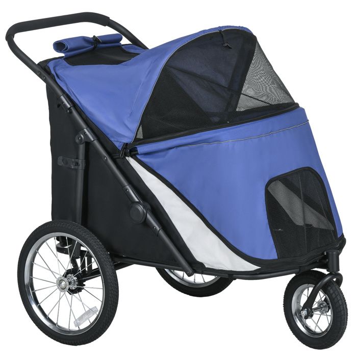 Comparer les prix de Pawhut Dog trolley pliable avec harnais de fenêtre en filet Oxford Blue grandes roues en caoutchouc jusquà 30 kg pour chiens et c