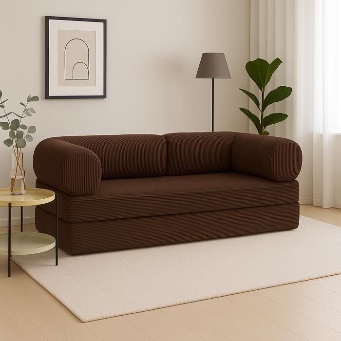 Canapé droit convertible MOUSSINO CHOCOLAT 3 pl, déhoussable