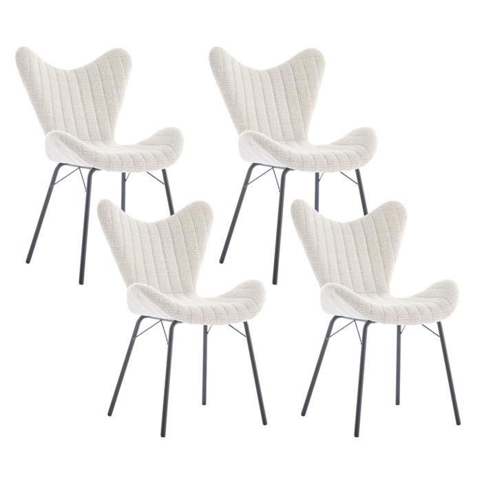 Ya-Home Chaise de Salle à Manger Lot de 4 Chaise Salle à Manger en Chenille Chaise de Cuisine Moderne avec Pieds en Métal Avoine