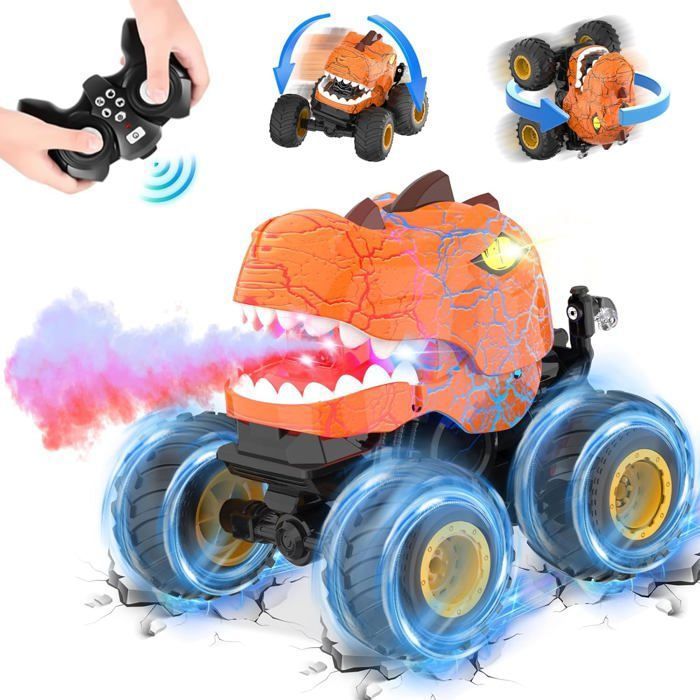 Jouet voiture télécommandée - Monster Truck 2 4 GHz - Fonction brume (rugissement) - 3 éclairages - 90+ min autonomie
