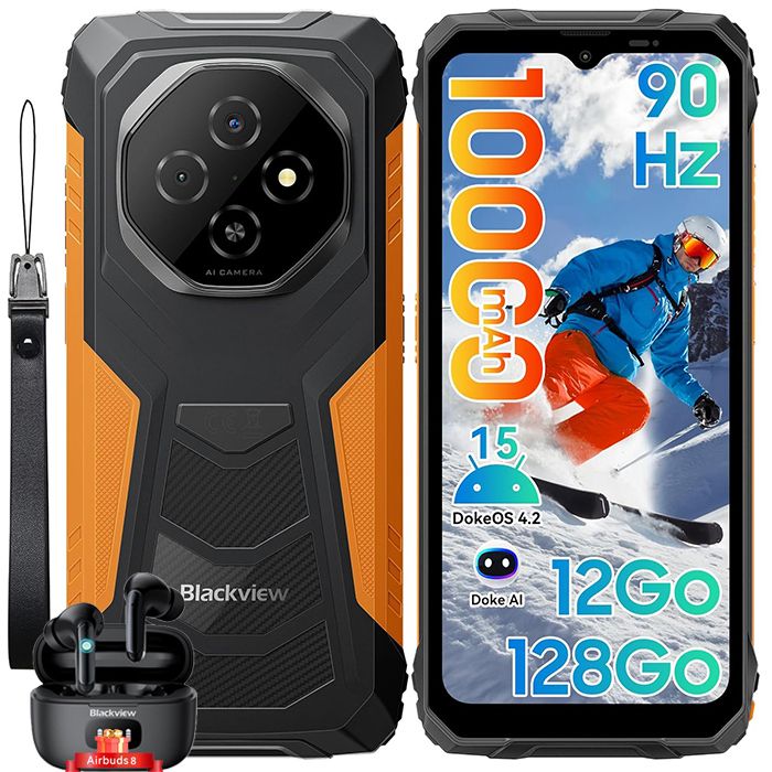 Téléphone Portable 5G - BLACKVIEW - ROCK 2 - Incassable - 6.67 120Hz - 15000mAh - Orange