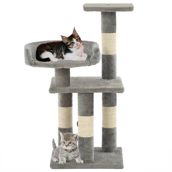 @FRENCH Arbre à chatMeuble relax à chat - TOP VENTES - avec griffoirs en sisal 65cm Gris 7031250