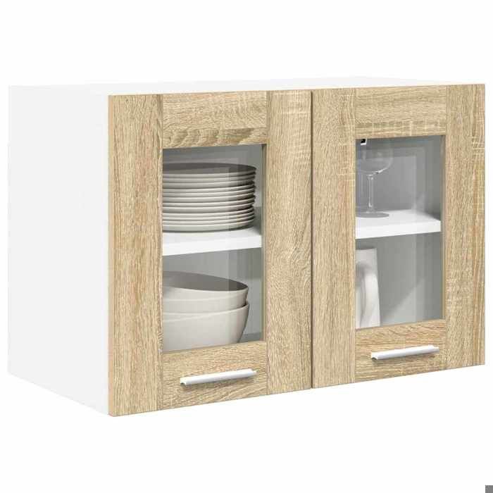 Black Week Vitrine suspendue Riga 2 pcs - desgin moderne - pour maison - Chêne Sonoma 60 x 31 x 40 cm AA1712