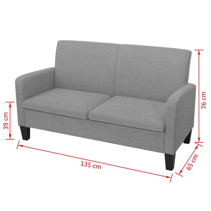 Promotion janvier Canapé à 2 places - MANGO - SOFA DOUBLE - 135 x 65 x 76 cm - Gris clair SS280