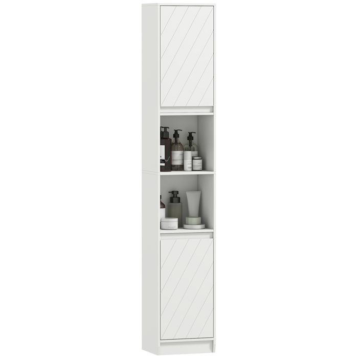 Meuble colonne salle de bain 2 portes et 2 compartiments mdf blanc
