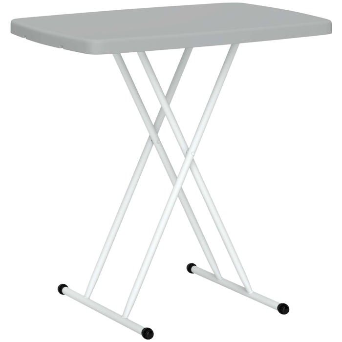 Table dappoint - Outsunny - pliable - hauteur réglable sur 6 niveaux - pour patios et jardins - en HDPE - 76 x 50 x 74 cm - gris