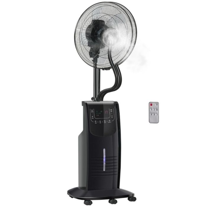 Ventilateur sur pied à eau 135cm avec brumisateur télécommande minuterie 3 modes réservoir 31L oscillant roulettes LED - Aiorber