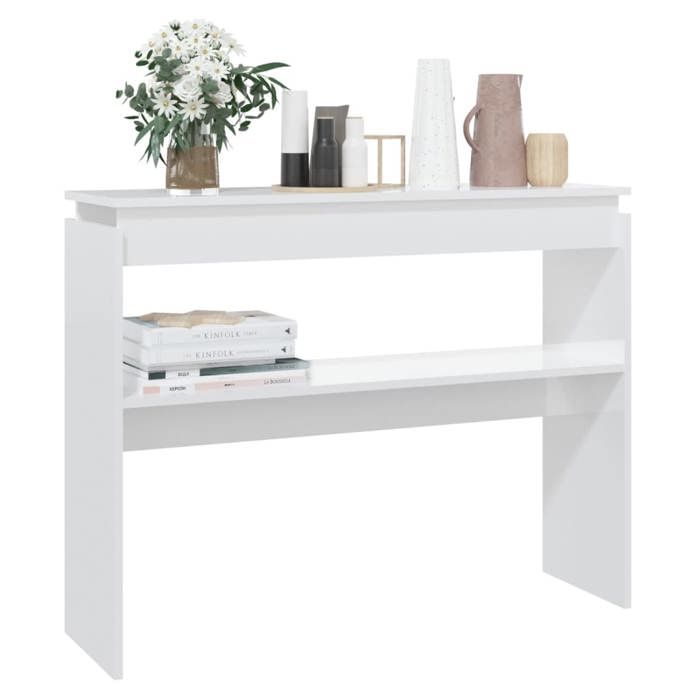 [1 pc]Console de Rangement - Blanc - Table console/armoire latérale - blanc brillant 102x30x80cm - Bois d8495