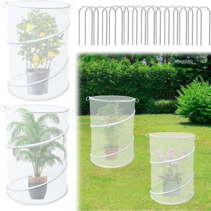 Lot de 4 cloches de jardin pop up pour plantes 508 x 33 cm (H x P) Cloches de protection pour plantes dextérieur Cloche blanche