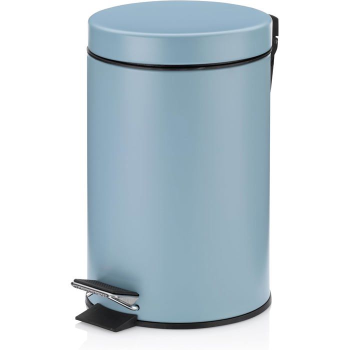 Poubelle de salle de bain - LEVYS - Bleu givré - 3L - Métal - Pédale antidérapante - Seau intérieur amovible