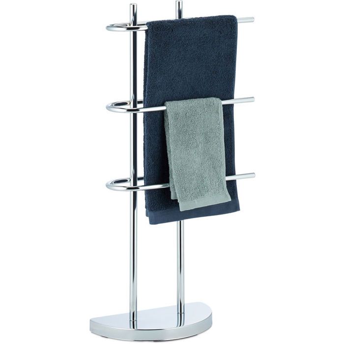 Porte-serviettes sur pied - DEKOPRO - Chrome élégant - 3 barres pour serviettes - Dimensions 83x40x18 cm