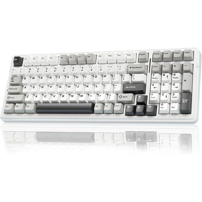 Clavier Mécanique Sans Fil F99 Triple Mode QWERTY Hot-Swap Switches Linéaires Pré-lubrifiés rétroéclairage RGB Noir/gris/blanc