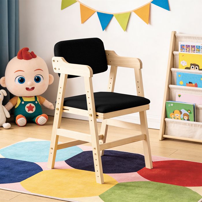 MIPAN.Chaise Enfant Ajustable 46×45×76 CM Noire - Avec Accoudoirs Soutien Lapprentissage Des Enfants