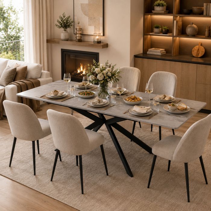 Design solide et sécurisé table à manger couleur gris idéal pour maison salon chambre décoration intérieure