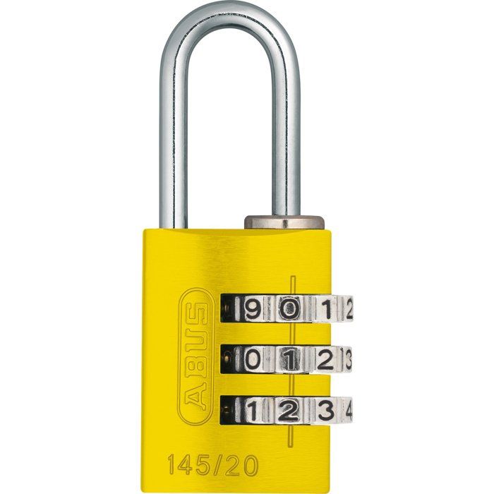 Cadenas à combinaison - ABUS - 145/20 - 3 chiffres - Aluminium jaune - Compact et léger