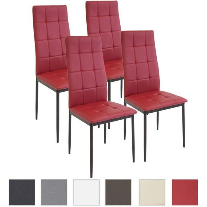 chaises de salle à manger contemporaines albatros rimini - lot de 4 chaises rouge en simili contrôlées par sgs