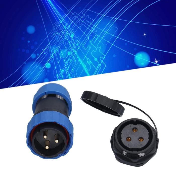 Connecteur étanche Circulaire SD28 3 Broches - IP68 - 45A Max - Pour Branchements électriques Robustes (marine, Camping-car, Solaire)