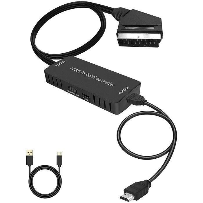 Convertisseur vidéo Péritel vers HDMI HD avec câble HDMI Adaptateur audio  vidéo Full HD 720P/1080P - Cdiscount TV Son Photo