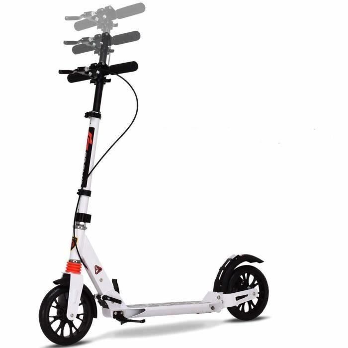 GYMAX Trottinette Pliable Enfants +10 Ans - Hauteur Réglable 3 Niveaux, Roues LED, Frein Arrière, Jusqu'à 100kg