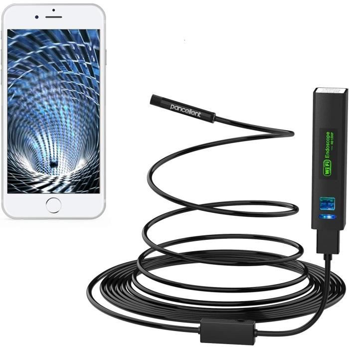 Endoscope WiFi BEVA 5m HD 720p – Caméra D’Inspection Semi-Rigide Étanche IP67 Avec 6 LED Pour Smartphone Et PC
