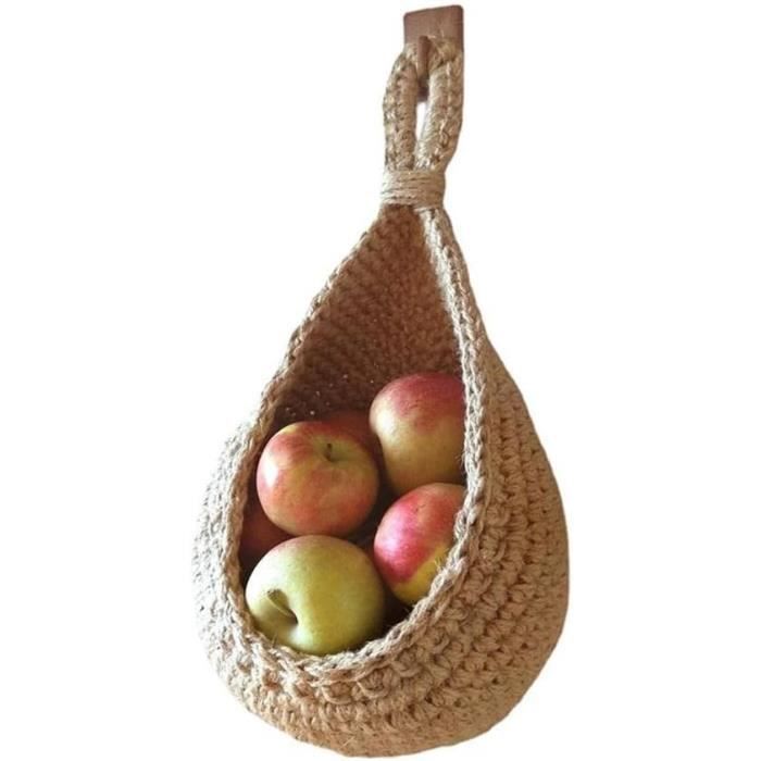 Corbeille à Fruits Suspendue Decorasian - 3 Paniers En Jacinthe D'Eau - Étagère Naturelle Pour Cuisine