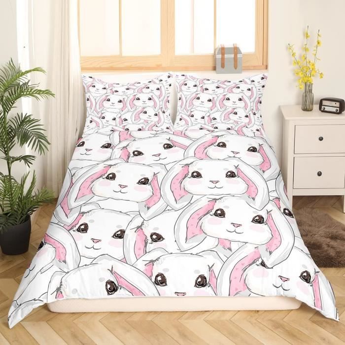 Housse De Couette Lapin Marron - 100% Coton, Réversible, Pour Une Déco Chaleureuse