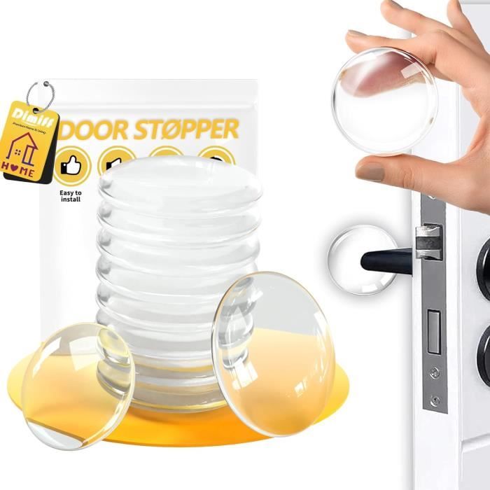 6 Pièces Butée De Poignée De Porte Butée De Poignée De Porte Murale (4.5cm*4.5cm) Butée De Porte En Silicone,protection Poignee Porte Butée De Porte Adhésive Amortisseur De Porte Muet (Noir