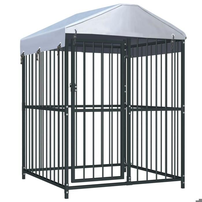 Chenil extérieur cage enclos parc animaux chien extérieur avec toit pour chiens 120 x 120 x 150 cm 02_0000451 Chenil extérieur cage enclos parc animaux chien extérieur avec toit pour chiens 120 x 120 x 150 cm 02_0000451