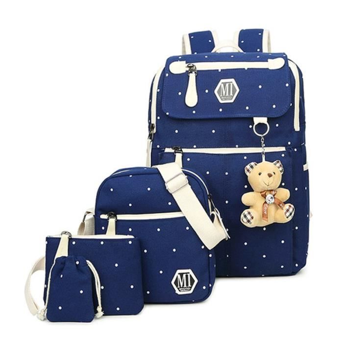Sac Dos Scolaire Toile 4 pcs ensemble cole Sacs Dos Coll ge