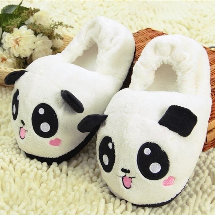 Panda Paire de Chausson en Peluche Pantoufles en coton cadeau Noel pour  Femme Fille Pointure Unique pour 35-40 - Cdiscount