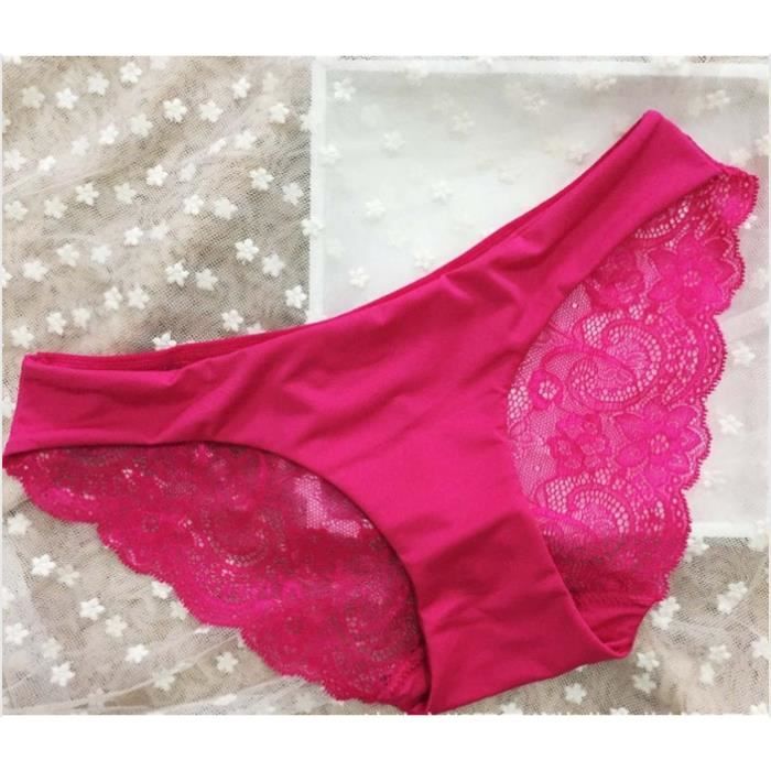 slip femme dentelle rose