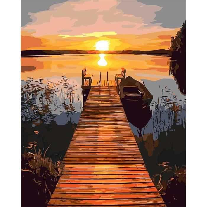 QENSPE Peinture par Numéros Adulte Mont Fuji DIY Peinture Numero Adulte Débutants 40x50cm Temple Numéro d'Art Kit Paint by Numbers for Adults Décoration Murale et Cadeaux Pour La Maison