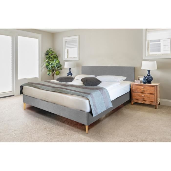 Lit Elisa Tissus 180x200 Gris Clair Lit Design Et Fonctionnel Achat Vente Structure De Lit Lit Elisa Tissus 180 200cm Cdiscount
