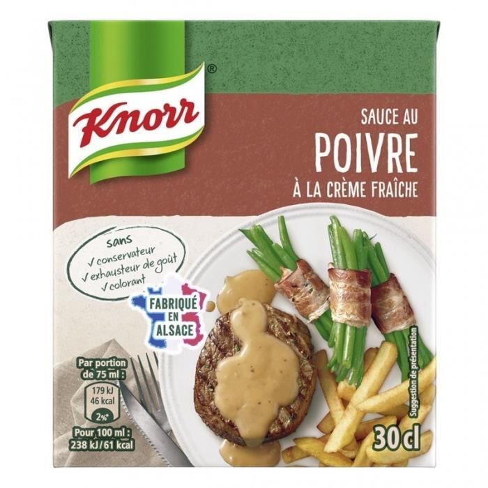 Knorr Sauce au Poivre à la Crème Fraîche 30cl (lot de 6) Cdiscount Au