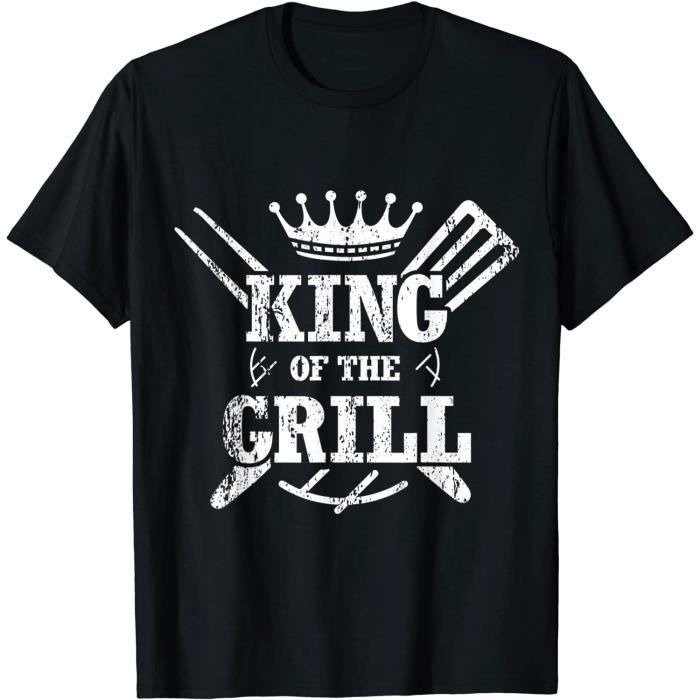 King Of The Grill Master Barbecue BBQ Smoker Dad Grandpa TShirt Noir