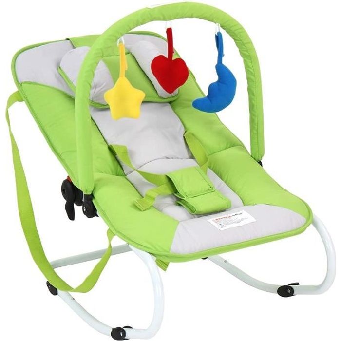 Infantastic Transat Pour Bebe Inclinable Ceinture De Securite 3 Jouets Suspendus Vert Blanc Balancelle Bebe Chaise Berceuse Cdiscount Puericulture Eveil Bebe