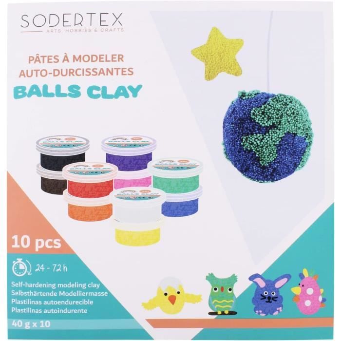 Loisir creatif - pack de pâte à modeler autodurcissante balls clay 10 x ...