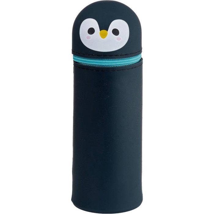 Trousse à Crayons 2 En 1 En Silicone Souple Pour Enfants - Design Mignon Hibou, Double Compartiment, Fermeture éclair