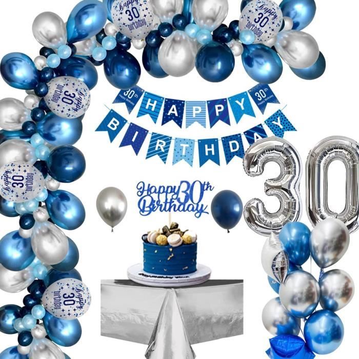 Decoration Anniversaire Homme 30 Ans Anniversaire Bleu Argent 30e Ballon Anniversaire Joyeux Anniversaire Banniere Ballon Confettis Cdiscount Maison
