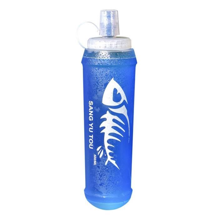 Gourde,Bouteille d'eau pliable en Silicone, 500ml, souple, en TPU